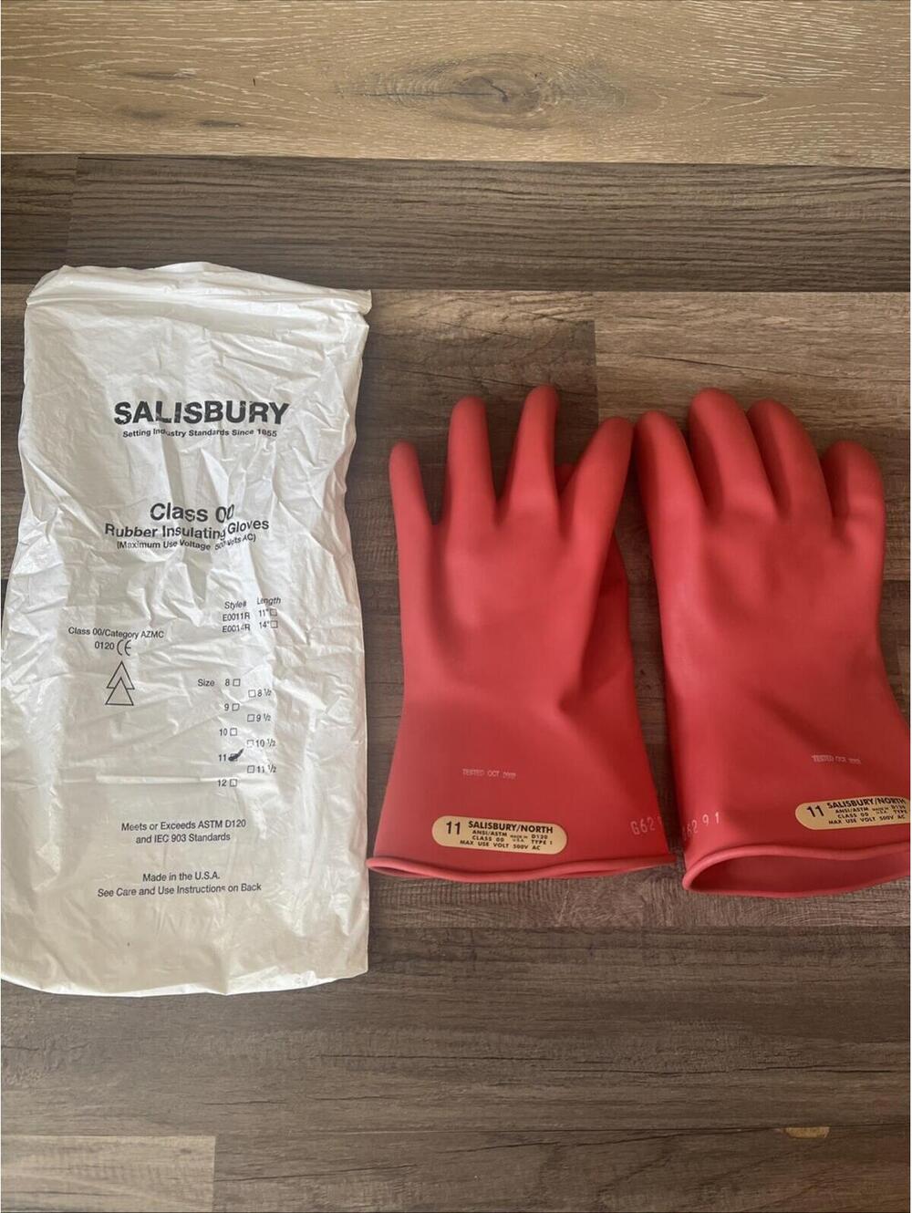 Honeywell  Salisbury  Lineman Gloves Class 00 Size 11 Red  D120 Type 1 ANSI/ASTM